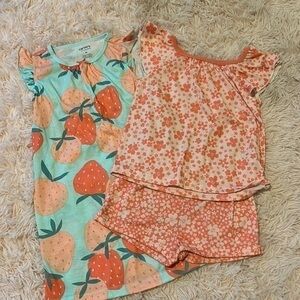 Set of carter 4t pj set peach and mint green